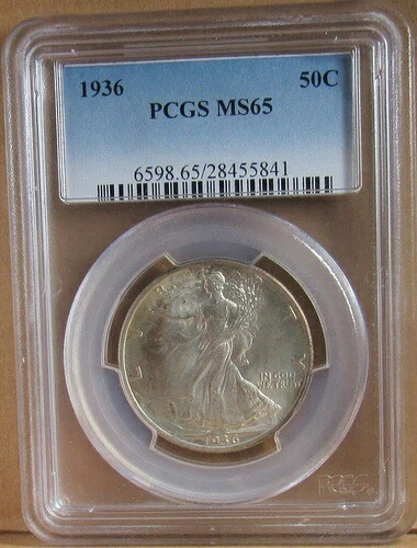 1936 年米国ウォーキング リバティ ハーフ ドル、PCGS MS65、PQ シャープ ストライク。
