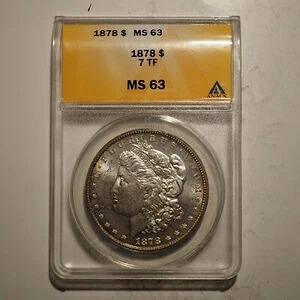 1878年 **P** 7 TF モルガン シルバードル ***ANACS MS 63 ** 送料無料! G285