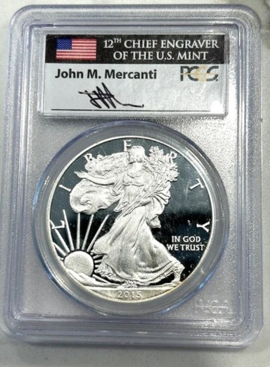 2015 W シルバー イーグル PCGS PR70DCAM ジョン・マーカンティ ミント エングレーバー