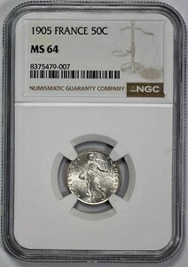 1905 フランス 50 サンタイム NGC MS 64
