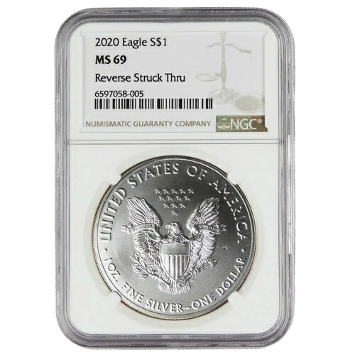 2020年 1ドル アメリカン シルバー イーグル NGC MS69 ミントエラー リバース ストラックスルー