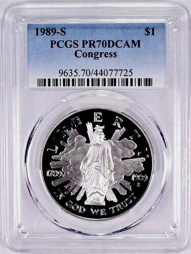 1989年 コングレス シルバーダラー PCGS PR70??完璧な品質??ウルトラカメオ