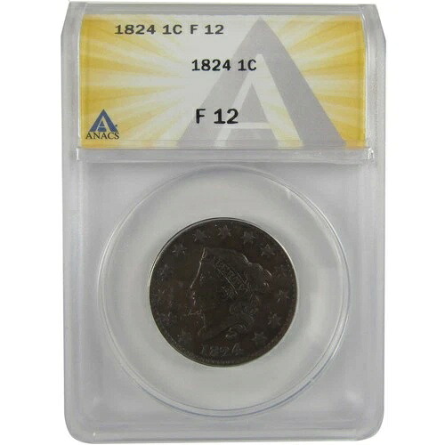 1824年 コロネットヘッド ラージセント F 12 ANACS 銅ペニー SKU:CPC0805 105,875円