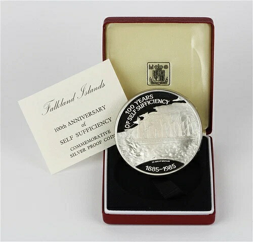 1985年 フォークランド諸島 25ドル 自給100周年記念 150g .925 銀貨