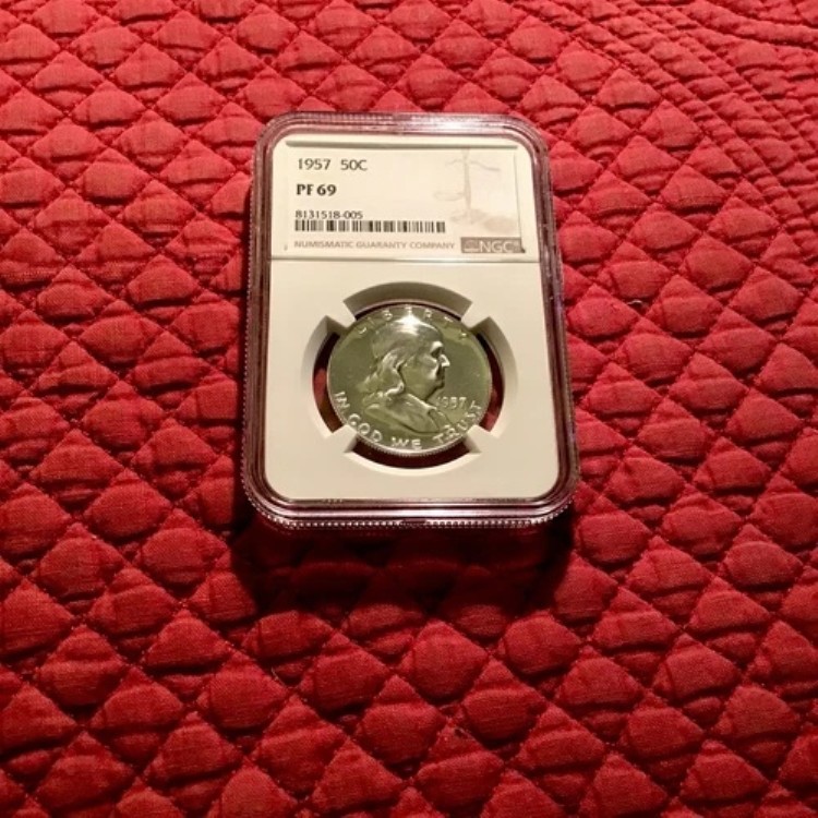 1957 年 プルーフ フランクリン ハーフ ドル 50 セント NGC PF69 (ほぼ完璧) 美しいコイン! 105,875円