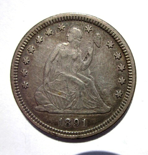 1891年 自由の女神像 25セント フィラデルフィア造幣局 ベターデート コレクターコイン