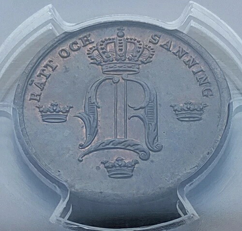 スウェーデン 1848 1/3 スキリング PCGS MS-65BN TOP POP シングル 極上品!
