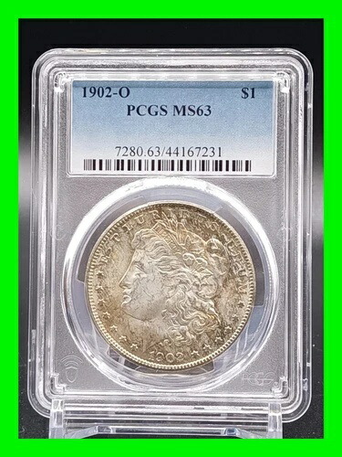 1902-O モルガン銀貨 1ドル硬貨 PCGS MS-63 トーン