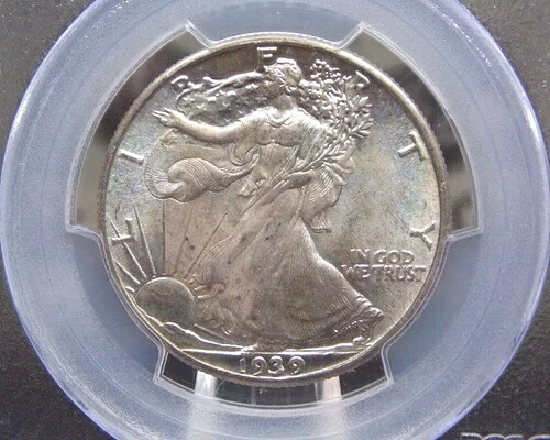 1939年製「P」ウォーキング・リバティ シルバー ハーフドル 50セント PCGS MS65 #507 ジェム BU アンク ECC&C