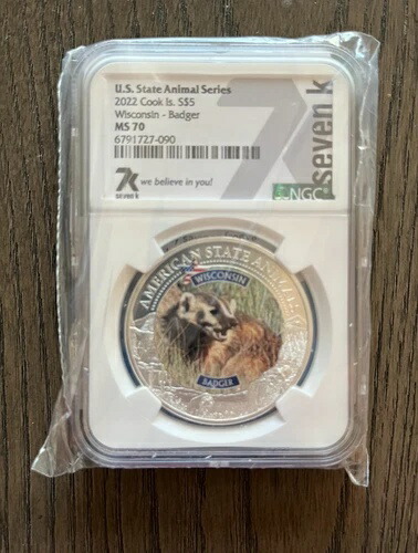 米国州動物シリーズ（ウィスコンシン州 / アナグマ）銀貨 新品同様