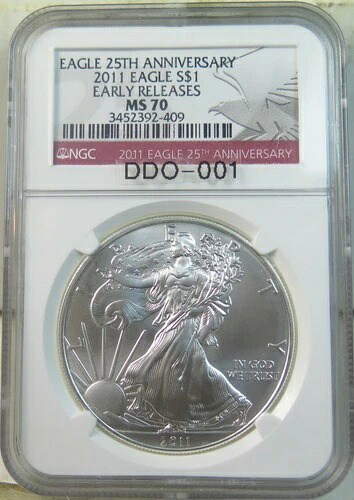 2011年 シルバーイーグル NGC MS70 *DDO-001* BR