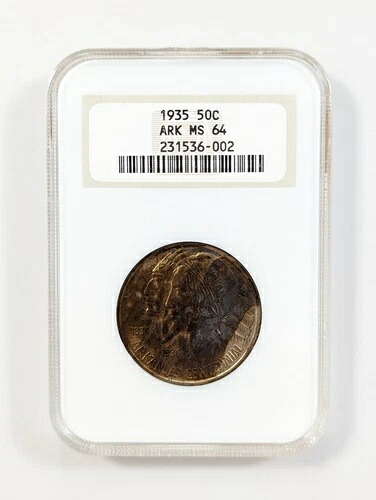 1935年アーカンソー記念銀貨ハーフドル NGC MS64 ヴィンテージ NGCホルダー ファッティ