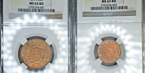1968 カーボベルデ 2 コイン PROVA セット 1 エスクード & 50 センタボス MS63 RD NGC RED