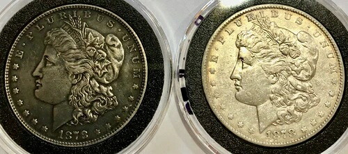 1878-P Rev '78 & 1878-P Rev '79 モルガン銀貨 AU 詳細