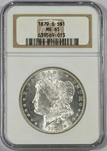 1879年 S モルガン銀貨 NGC MS-65