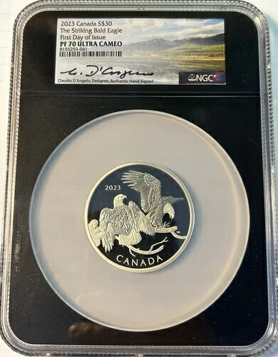 2023年カナダドル 30ドル 2オンス ストライキングハクトウワシ - NGC PF70 UCAM デザイナーサイン入り FDOI