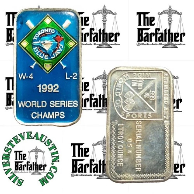 トロント・ブルージェイズ 1992 MLBワールドシリーズ1 トロイ・オズ 999 シルバーバー エナメル TM-87EN