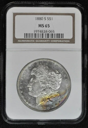 1880年S - モルガン銀貨 - NGC MS65