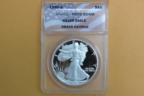 1990-S プルーフ シルバー アメリカンイーグル ANACS PR70 DCAM
