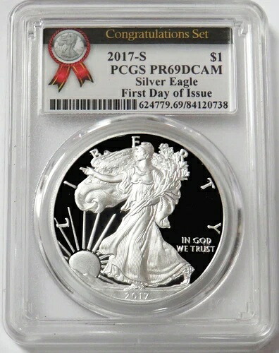 2017年 南米 シルバーイーグル 1ドル プルーフ 1オンス 祝 PCGS PF 69 DCAM FDOI 105,875円