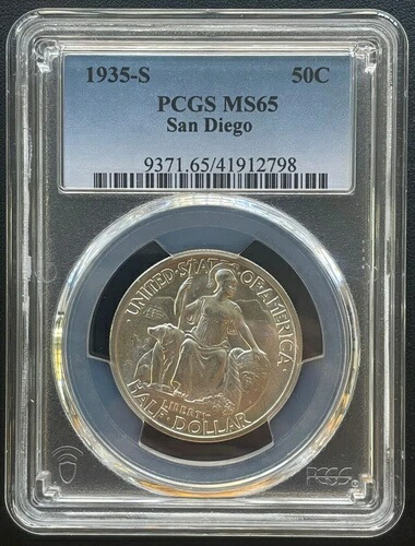 1935年 サンディエゴ万国博覧会記念ハーフドル PCGS MS 65、高グレード