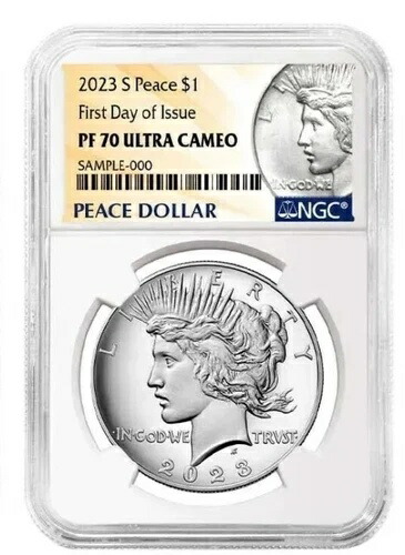 プレセール - 2023 S プルーフ $1 ピース シルバー ダラー NGC PF70UC、FDI 初日発行