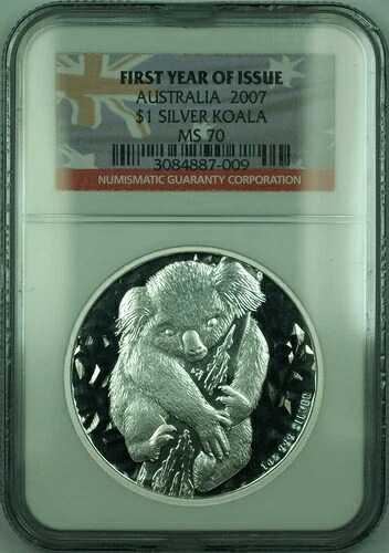 2007年 オーストラリア シルバー 1オンス コアラ 1ドル硬貨 NGC MS-70 初年度発行 (B)｜WORLD RESOURCE【KING店】