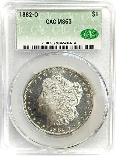 1882 O US モルガン シルバー 1ドル CAC ミント ステート 63 プルーフ ライク｜WORLD RESOURCE【KING店】