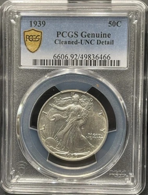 1939 年ウォーキング リバティ ハーフ PCGS UNC プロフェッショナル クリーニング済み 非常に美しいコインです。|WORLD RESOURCE【KING店】