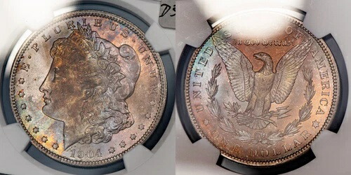 1904-O 1ドルモルガン銀貨 - PQ レインボーミントバッグトーニング - NGC MS 64 - D5049 207,900円