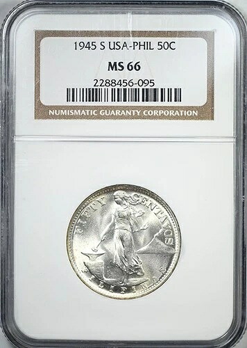 1945-S 米国 フィリピン 50C センタボス NGC MS66｜WORLD RESOURCE【KING店】
