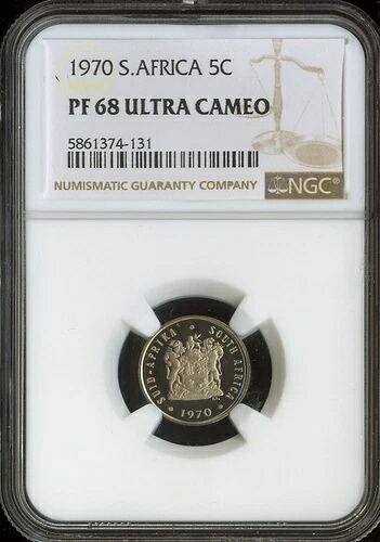 1970年南アフリカ5セント5CプルーフNGC PF68ウルトラカメオ品質 -｜WORLD RESOURCE【KING店】