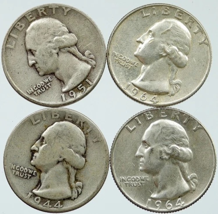 アメリカ合衆国大統領ワシントン記念銀貨 25セント硬貨 4枚セット i116189｜WORLD RESOURCE【KING店】 105,270円