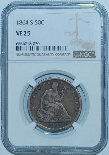 1864 S NGC VF25 WB-101 ラージS シーティングリバティハーフダラー｜WORLD RESOURCE【KING店】