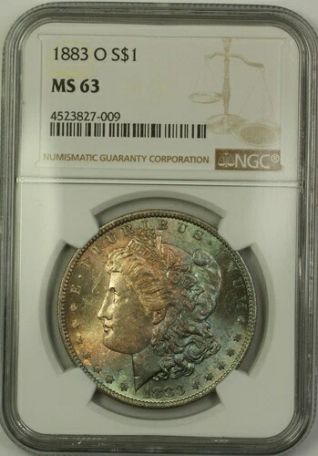 1883-O モルガン シルバー ダラー 1ドル コイン NGC MS-63 美しい色調 (15b)