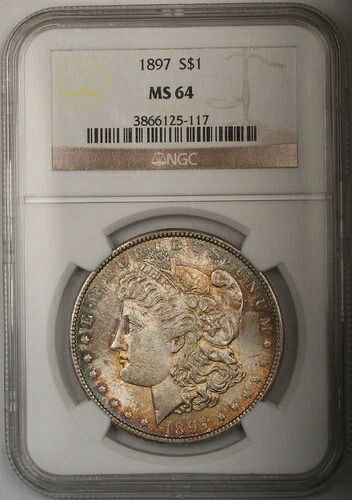 1897年 モルガン シルバー ダラー 1ドル コイン NGC MS-64 トーン