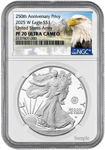 プレセール 2025 W シルバーイーグル $1 アメリカ陸軍 プライベート NGC PF70 UCameo 250周年|WORLD RESOURCE【KING店】