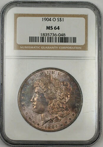 1904-O モルガン シルバー ダラー 1ドル コイン NGC MS-64 良好な状態 (Tc)