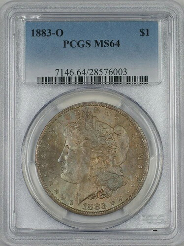 1883-O モルガン シルバー ダラー 1ドル コイン PCGS MS-64 *表面トーン* (Tc)