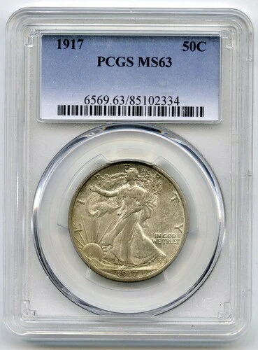 1917年ウォーキング・リバティ・シルバー・ハーフドル PCGS MS63認定 フィラデルフィア - P65｜WORLD RESOURCE【KING店】