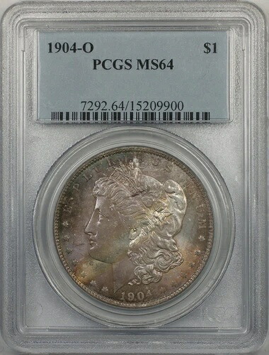 1904-O モルガン シルバー ダラー 1 ドル コイン PCGS MS-64 (BR9 F トーン)