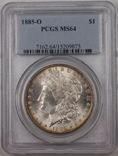 1885-O 米国モルガン銀貨 $1 PCGS MS-64 美しい色調 BR5 I