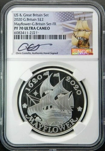 2020年 イギリス メイフラワー銀貨 2ポンド PF70 NGCコイン 400周年 歴史的初｜WORLD RESOURCE【KING店】