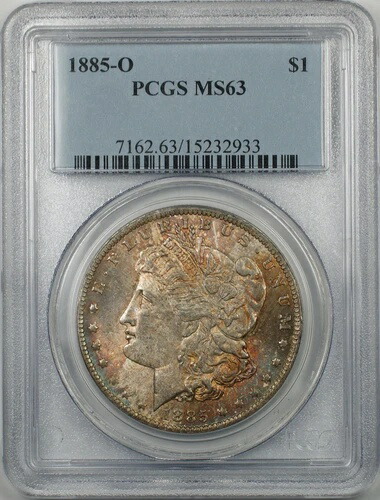 1885-O モルガン銀貨 $1 PCGS MS 63 トーンベターコイン (BR-18 L)