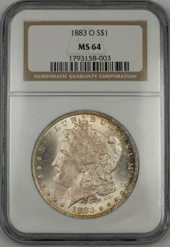 1883-O モルガン シルバー ダラー 1ドル コイン NGC MS-64 *良好な状態* (Td)