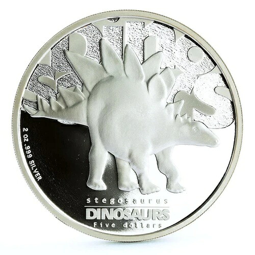 ツバル 5ドル 先史時代の動物 ステゴサウルス 恐竜 動物相 銀貨 2002年｜WORLD RESOURCE【KING店】