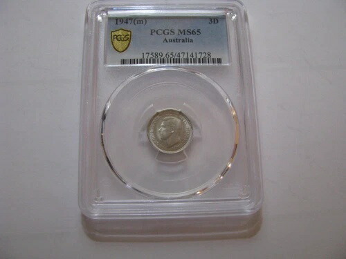 1947年 銀貨 スリーペンス オーストラリア グレード GEM 未流通コイン KGV PCGS MS65 証明書