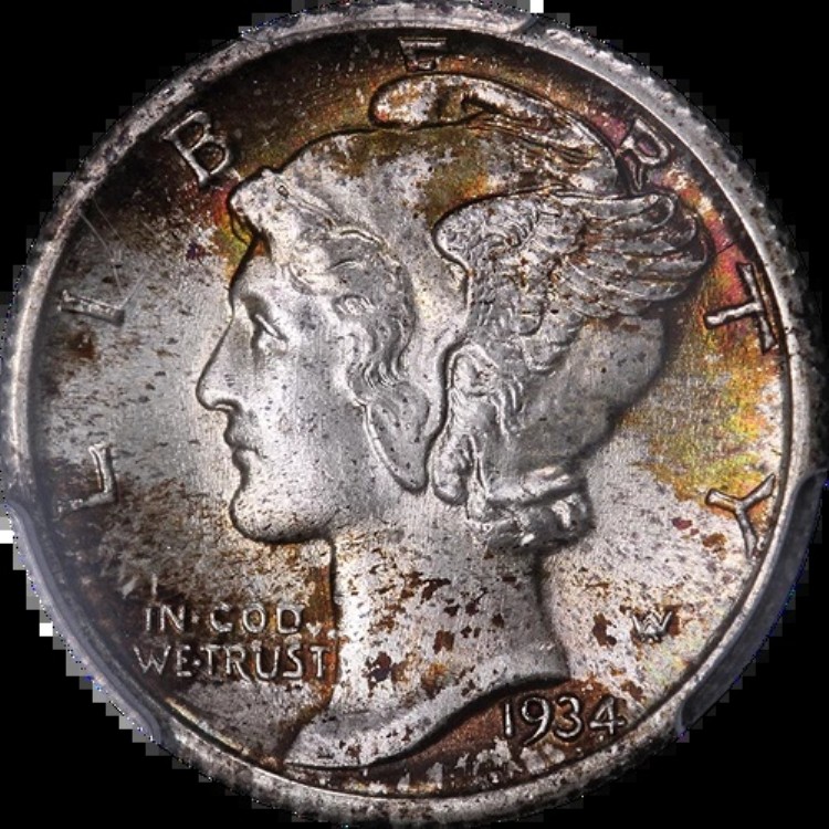 1934-P マーキュリーダイム PCGS MS67 FSB 素晴らしい光沢 強いストライク|WORLD RESOURCE【KING店】