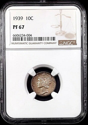 1939 年プルーフ マーキュリー ダイム、NGC により PF 67 と認定されました。｜WORLD RESOURCE【KING店】