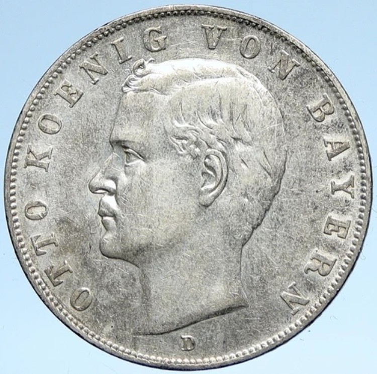 1910年 D ドイツ ドイツ諸州 バイエルン オットー王 銀貨 3マルク イーグル i107484｜WORLD RESOURCE【KING店】